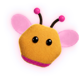The HiveFront bee, with pink wings